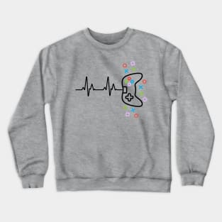 Gamer Heart Beat Video Game Lover Crewneck Sweatshirt